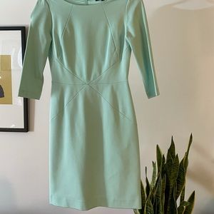 Icy Mint 3/4 Sleeve Geometric Stitch Midi Dress